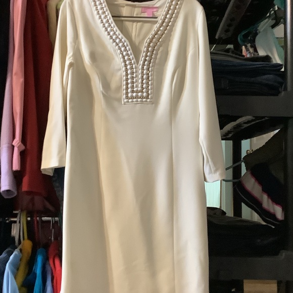 Lilly Pulitzer Dresses & Skirts - Lilly Pulitzer Cream Dress with Pearl Accents